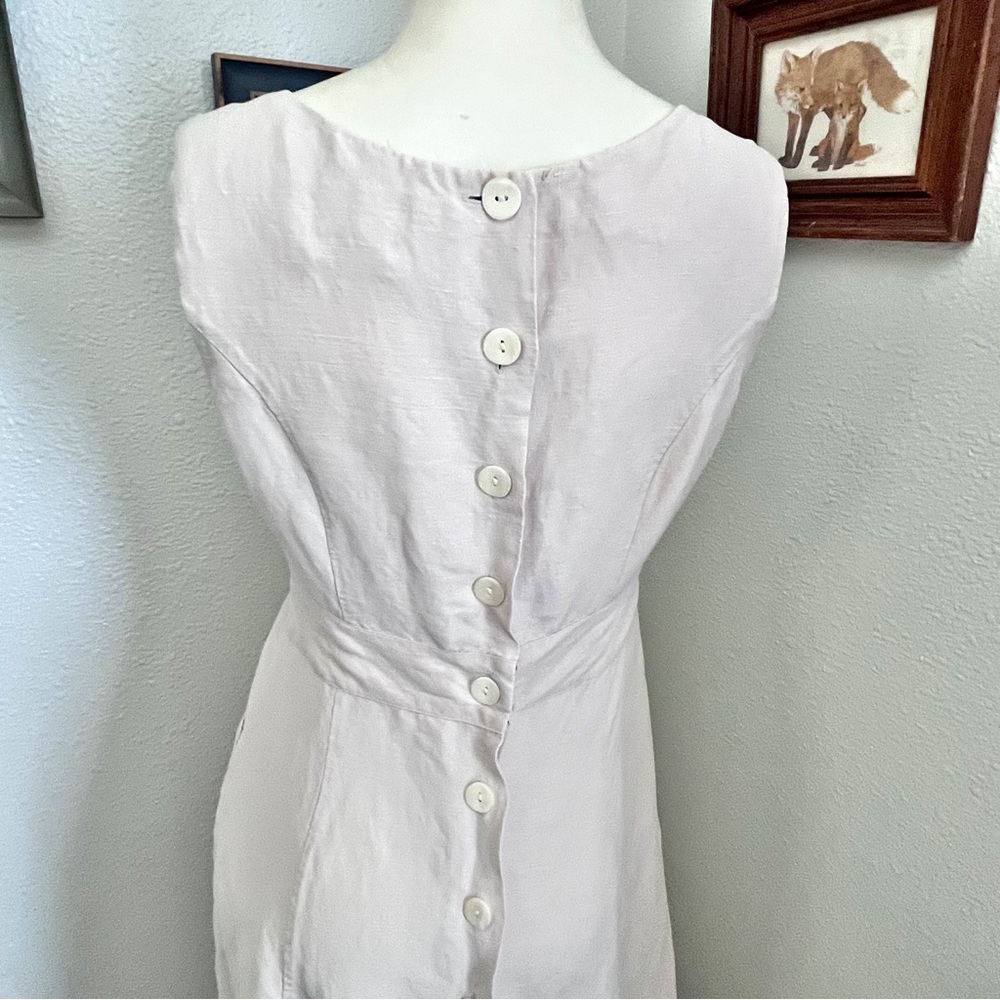Vintage 90's The Limited Linen Silk Blend Midi Dress Square Neck Pockets - Picture 8 of 13